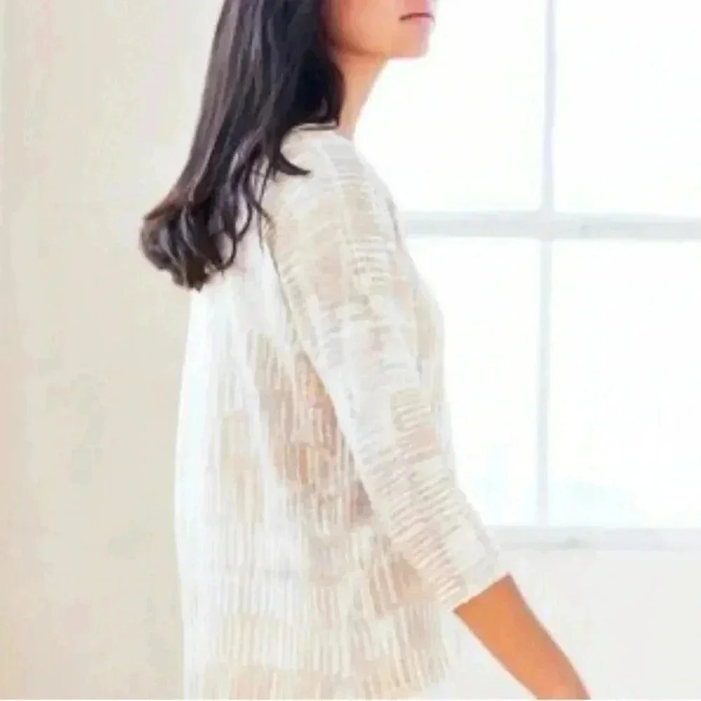 Kinross linen sweater beachwood multicolor women’s size small 3/4 sleeve NEW